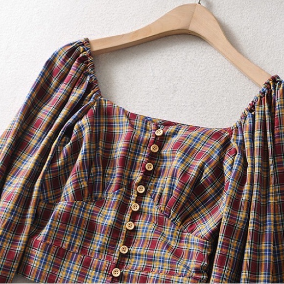 MICN Vintage French Square Collar Bubble Sleeve Crop Top for women 9/10 new - Picture 1 of 6